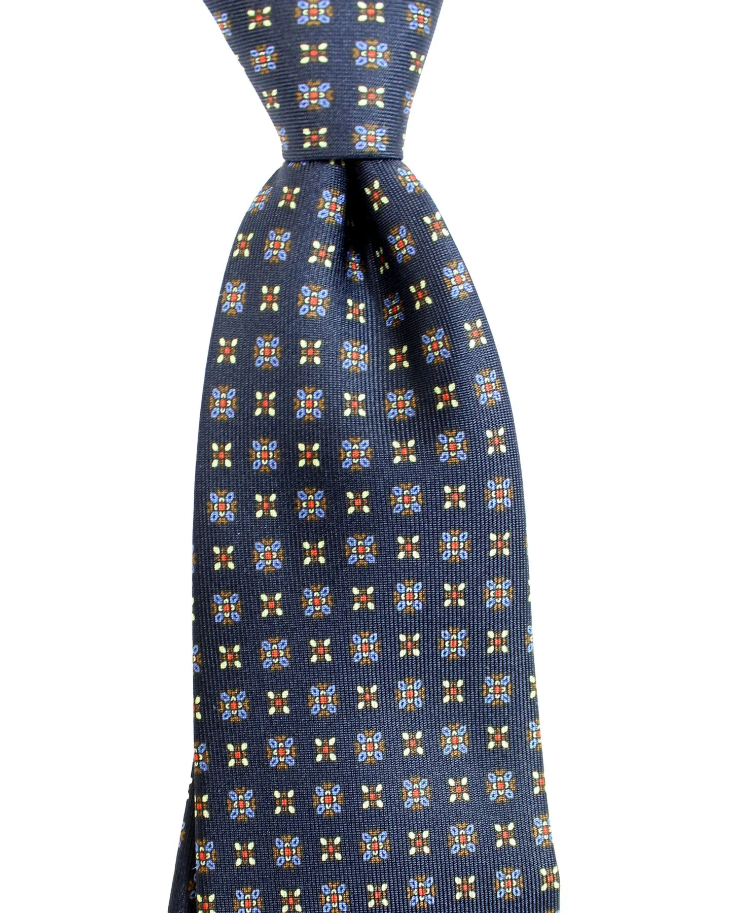 E. Marinella Tie Dark Blue Red Mini Floral Design