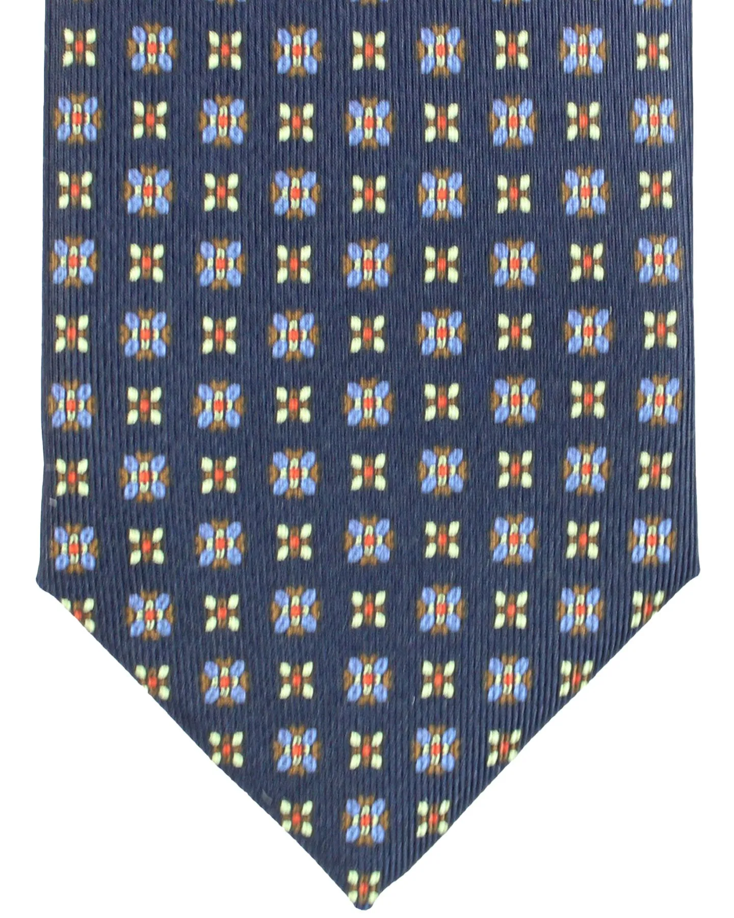 E. Marinella Tie Dark Blue Red Mini Floral Design