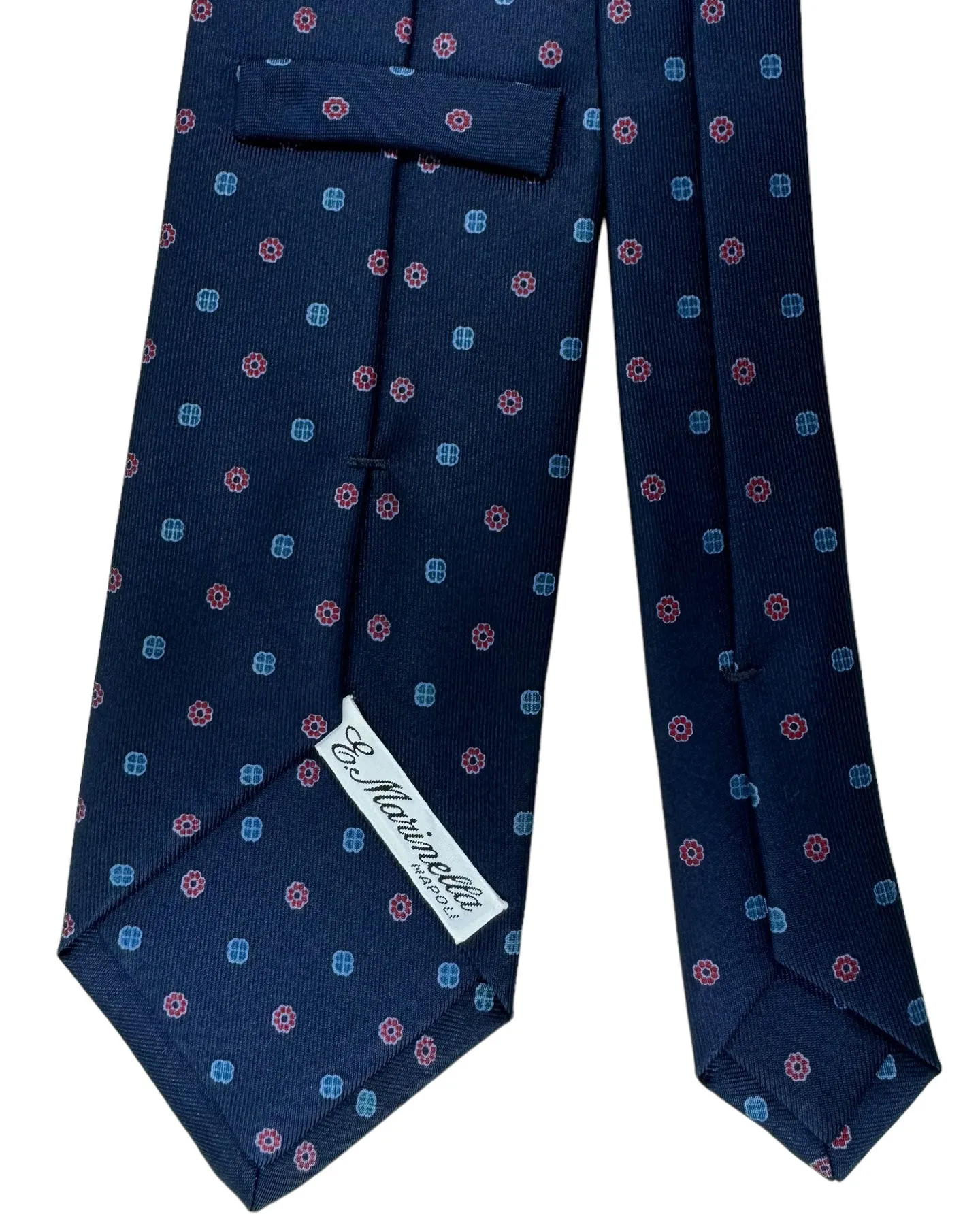 E. Marinella Tie Dark Blue Red Mini Floral Design