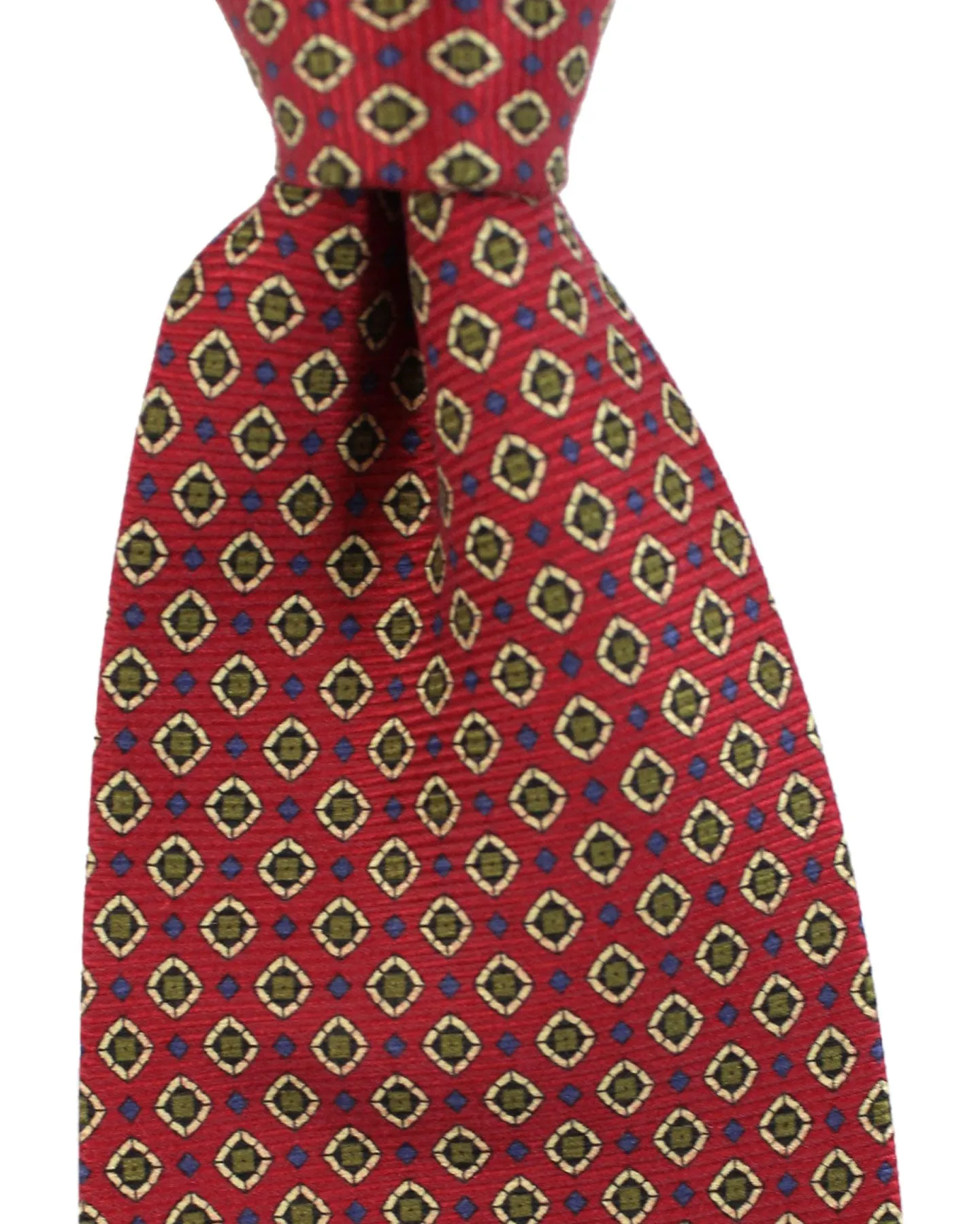 E. Marinella Tie Dark Red Olive Geometric Design