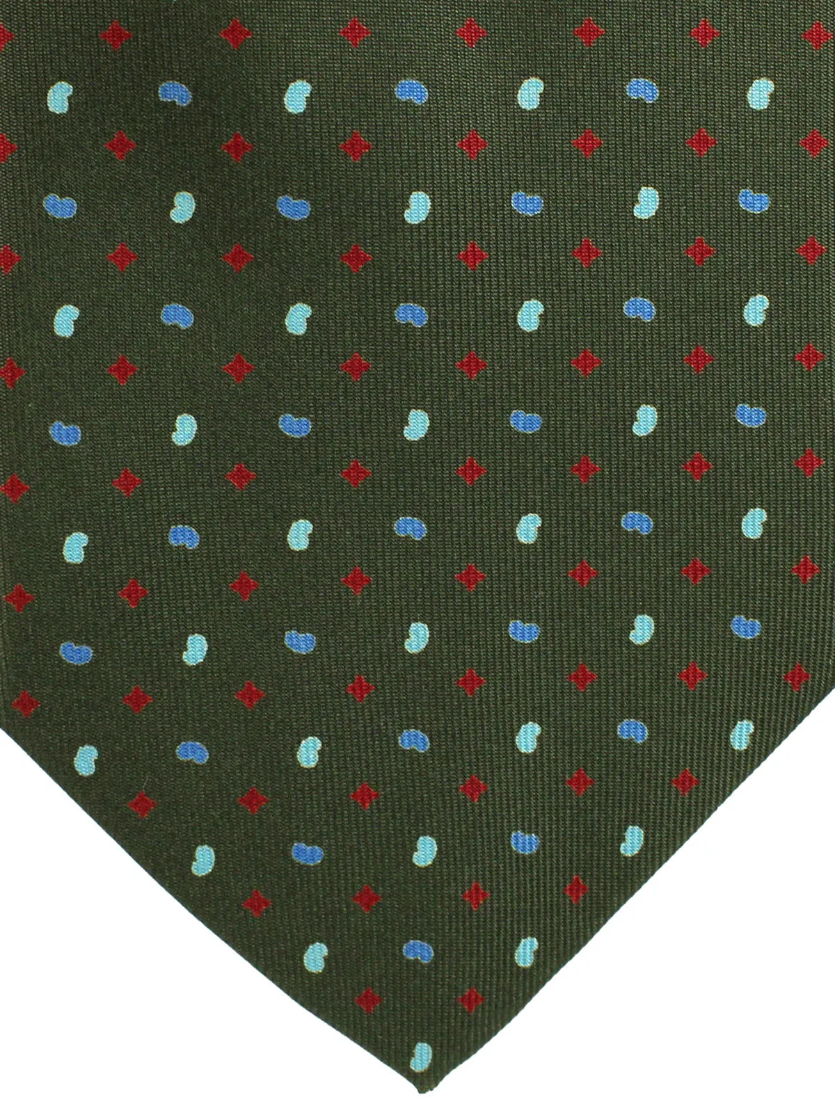 E. Marinella Tie Forest Green Geometric - Wide Necktie