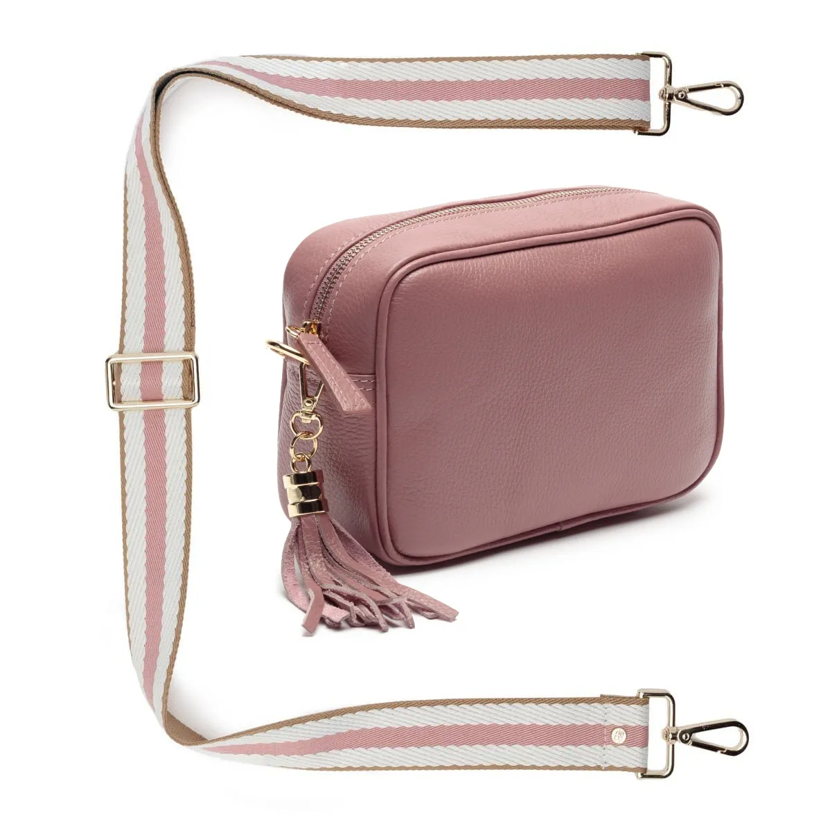 Elie Beaumont Dusty Rose Leather Crossbody Bag