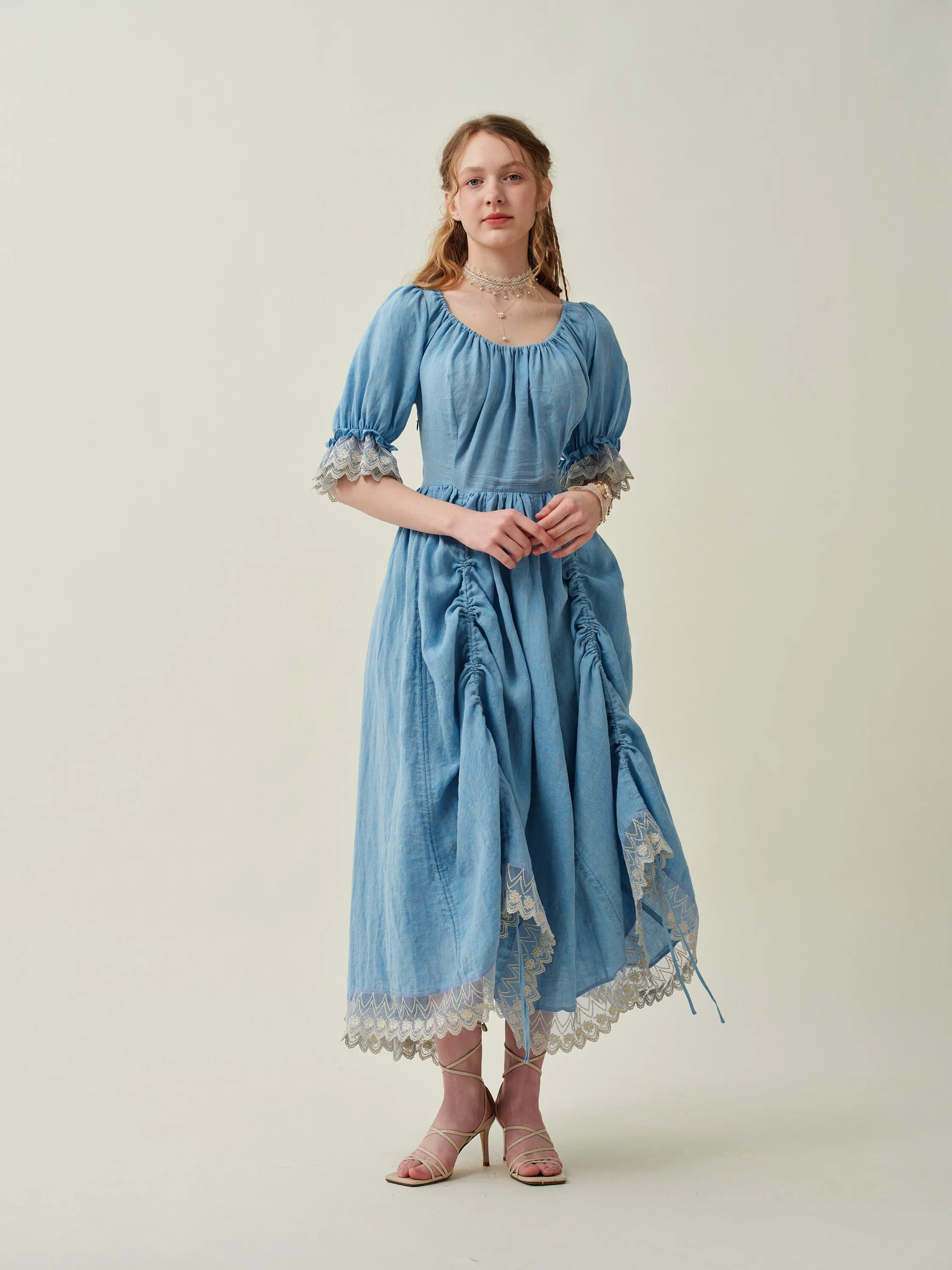 Elowen 27 | Lace Linen dress gown ( 2 way to wear )