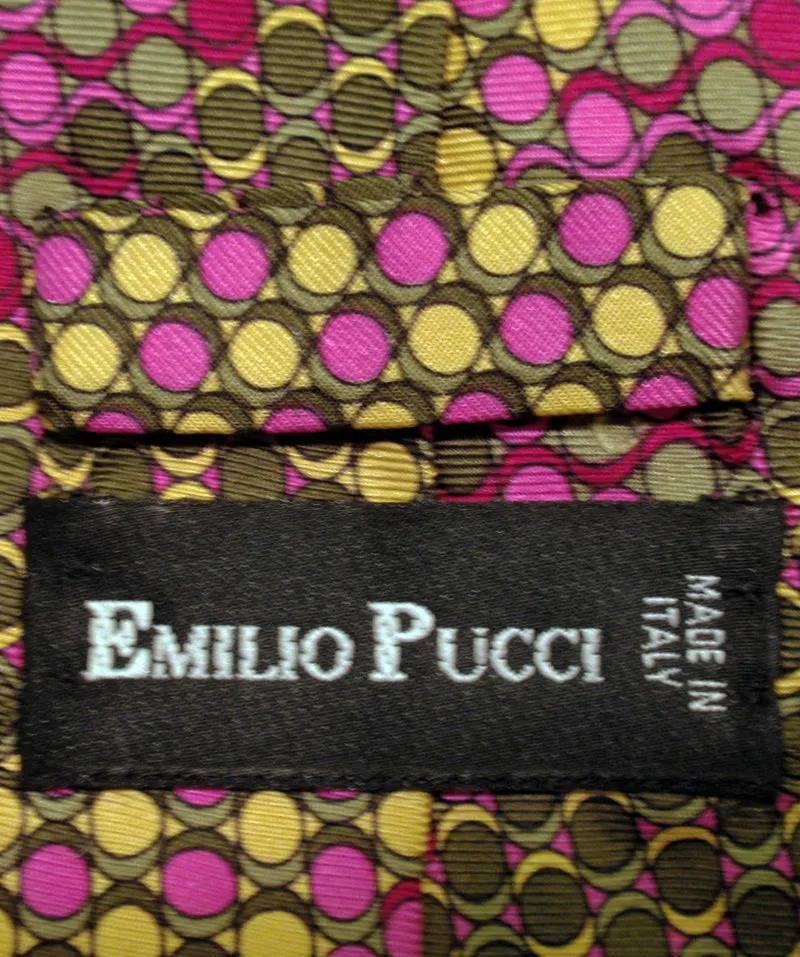 EMILIO PUCCI Men's Multi Color Silk Neck Tie with Polka Dots  57 in.