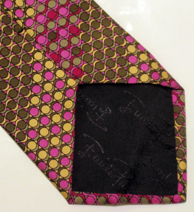 EMILIO PUCCI Men's Multi Color Silk Neck Tie with Polka Dots  57 in.