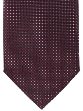 Ermenegildo Zegna Necktie Maroon Silver Micro Dots SALE