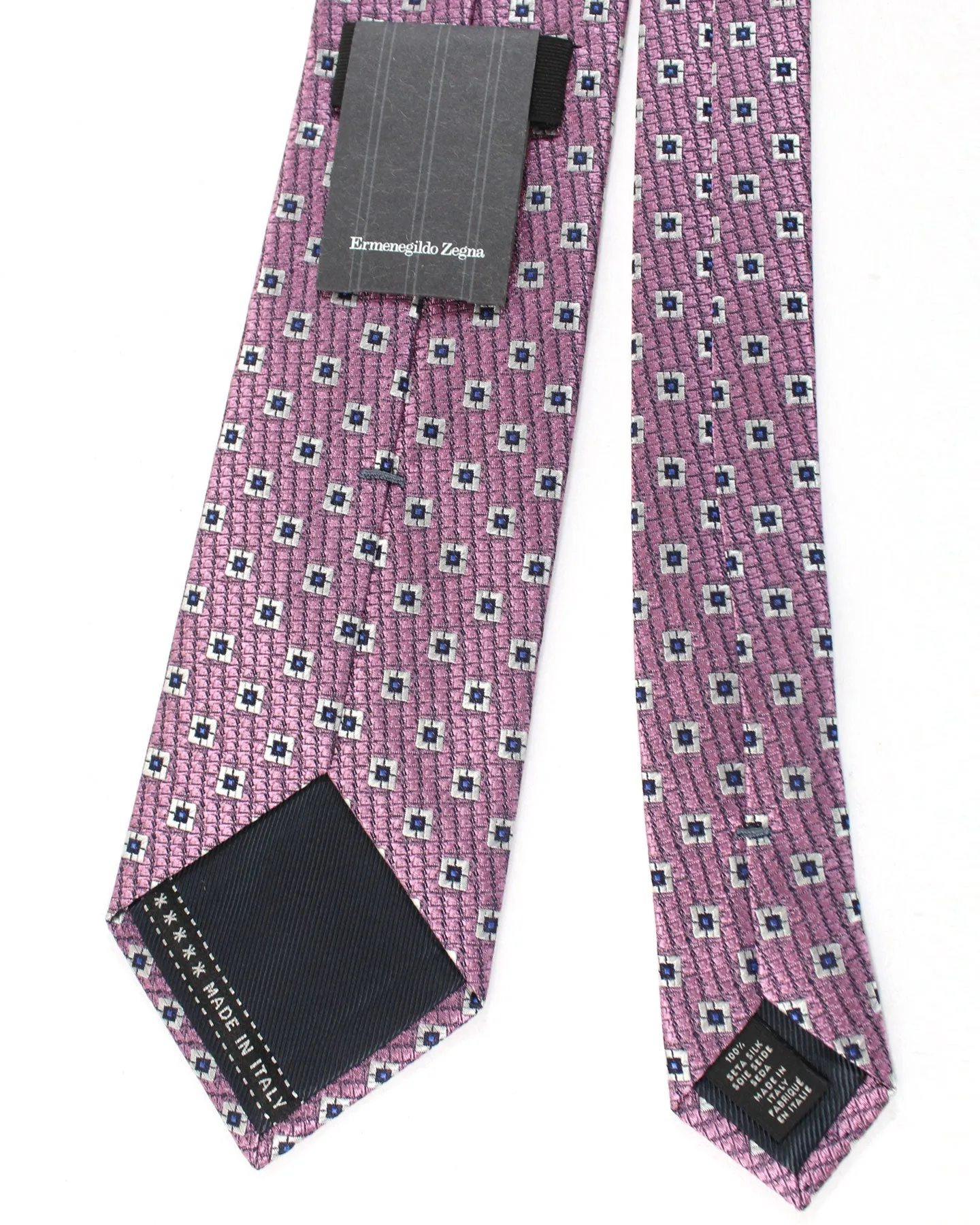 Ermenegildo Zegna Silk Tie Pink Geometric