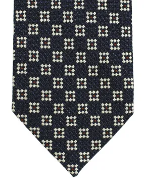 Ermenegildo Zegna Tie Dark Blue Brown Silver Geometric SALE