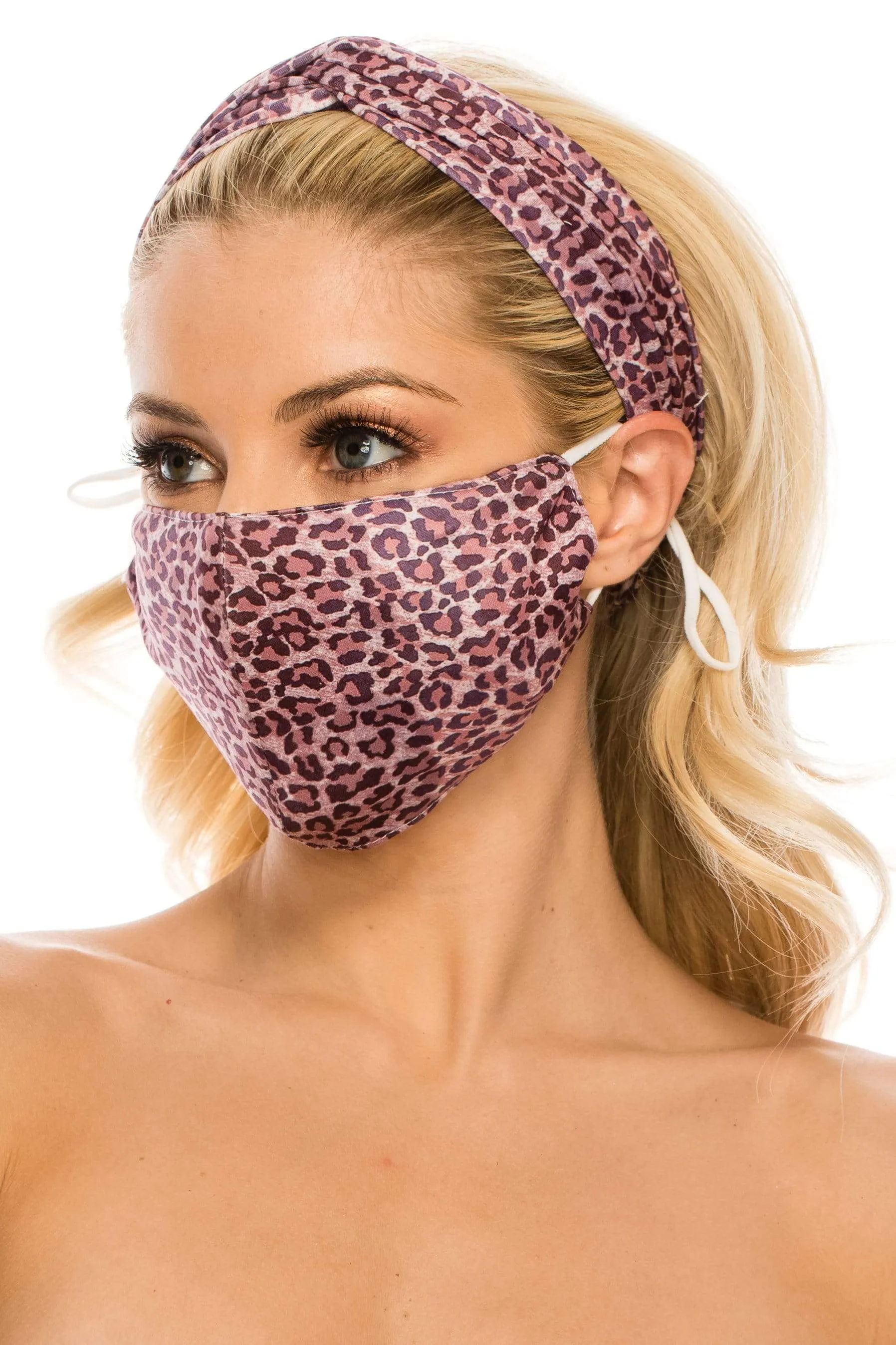 Fashion Fabric Reusable Mask with Adjustable Earloops with Matching Headband and 10 Free Filters