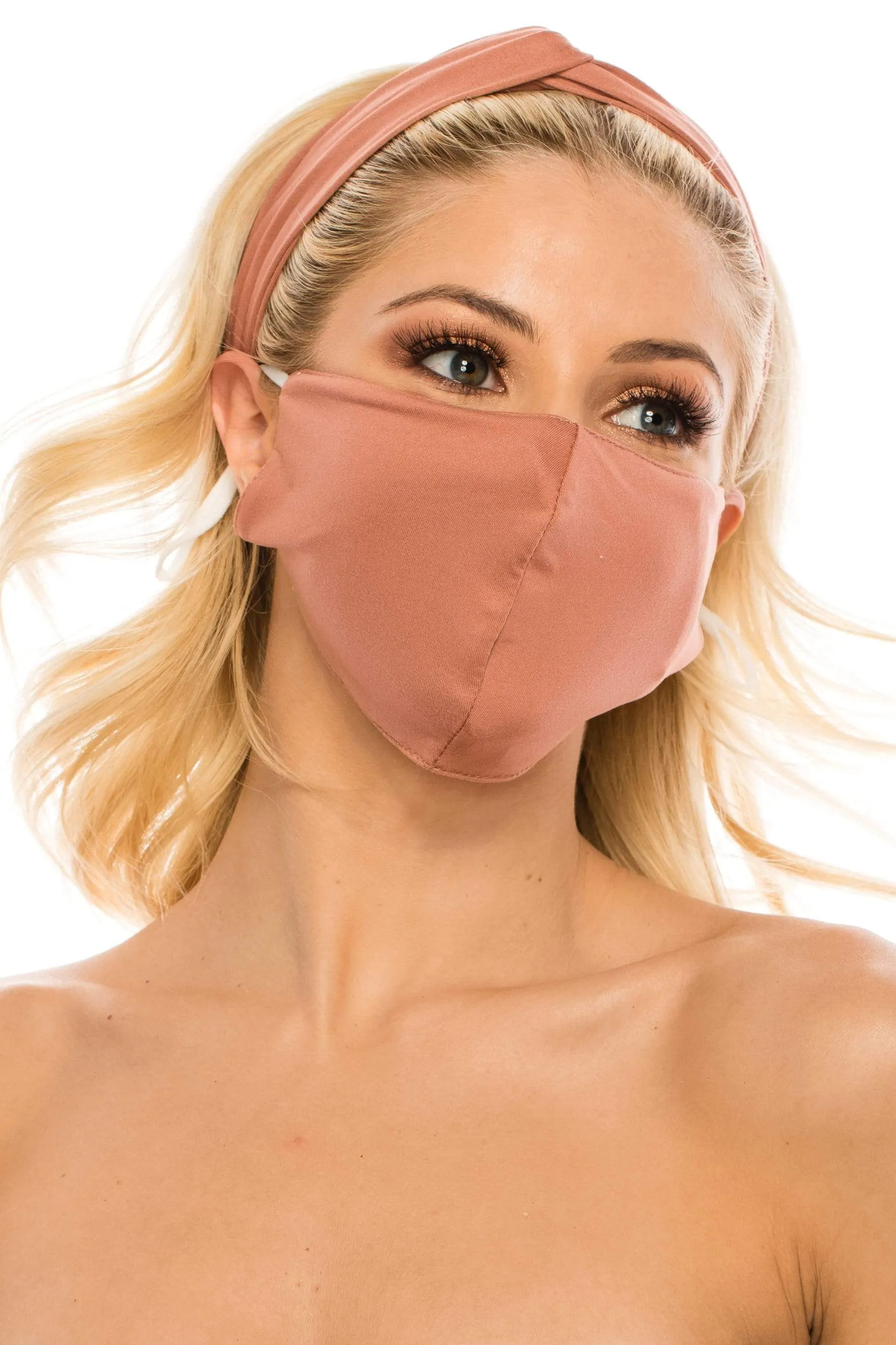 Fashion Fabric Reusable Mask with Adjustable Earloops with Matching Headband and 10 Free Filters