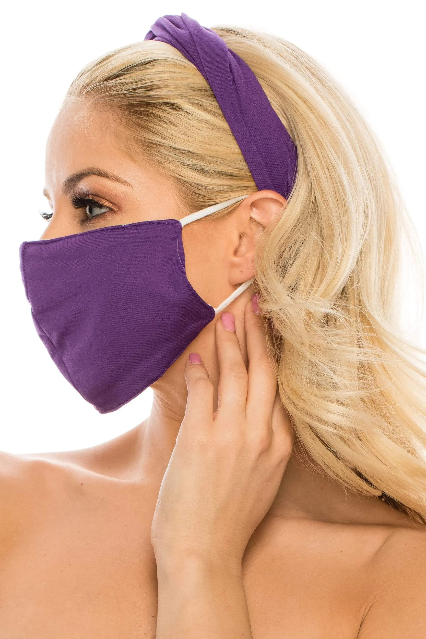 Fashion Fabric Reusable Mask with Adjustable Earloops with Matching Headband and 10 Free Filters