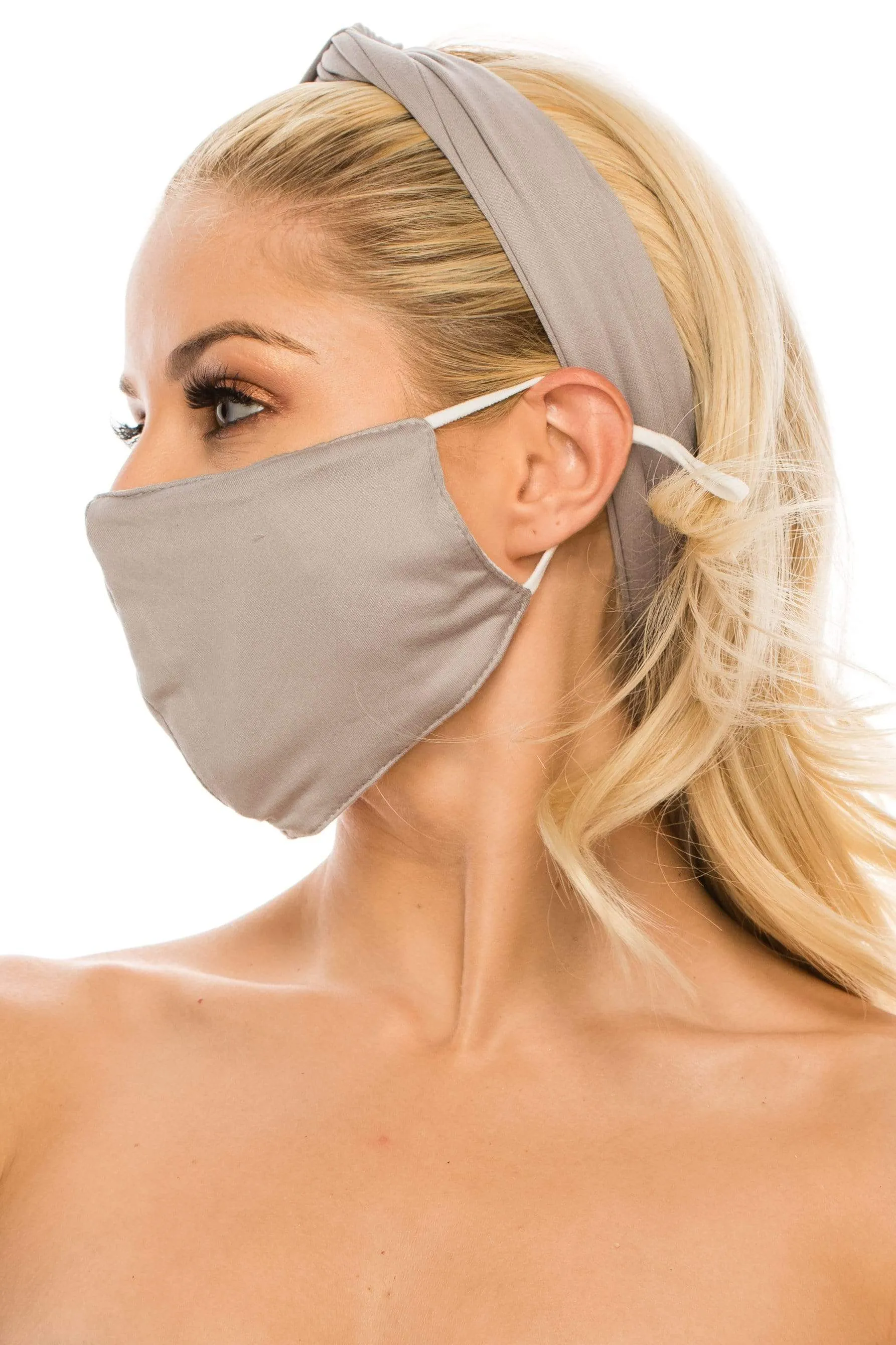 Fashion Fabric Reusable Mask with Adjustable Earloops with Matching Headband and 10 Free Filters