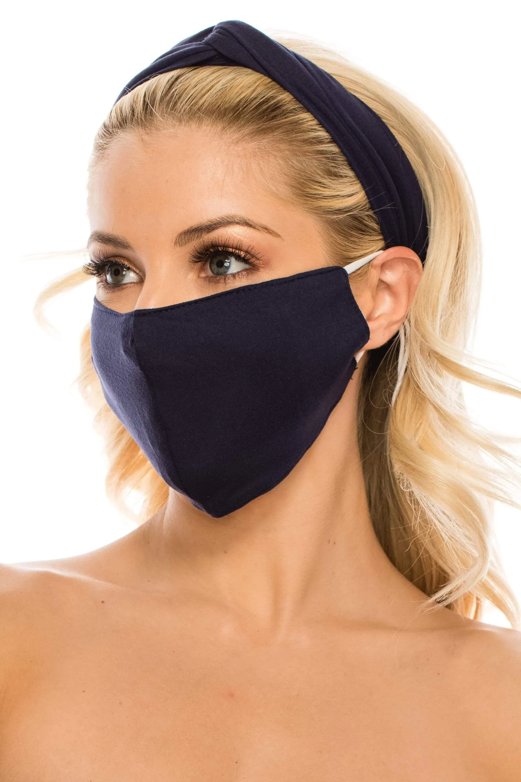 Fashion Fabric Reusable Mask with Adjustable Earloops with Matching Headband and 10 Free Filters