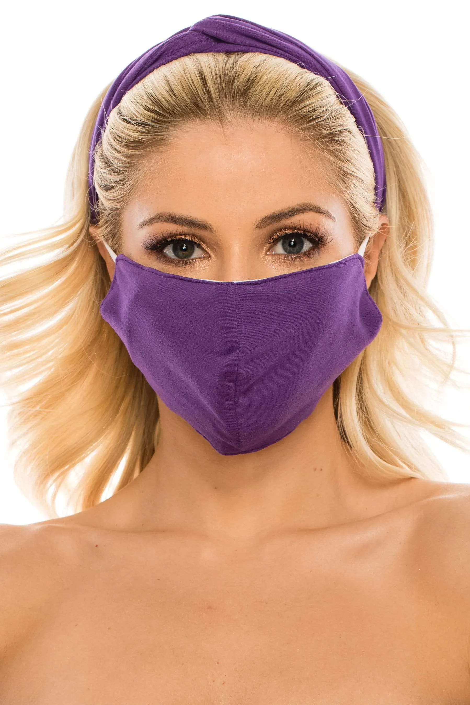 Fashion Fabric Reusable Mask with Adjustable Earloops with Matching Headband and 10 Free Filters