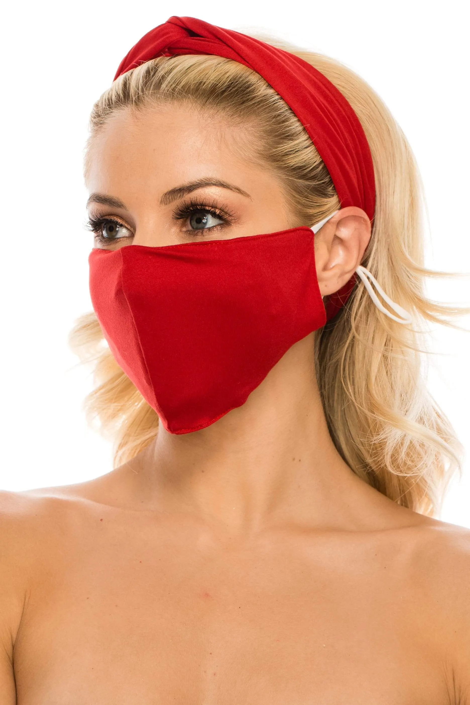 Fashion Fabric Reusable Mask with Adjustable Earloops with Matching Headband and 10 Free Filters