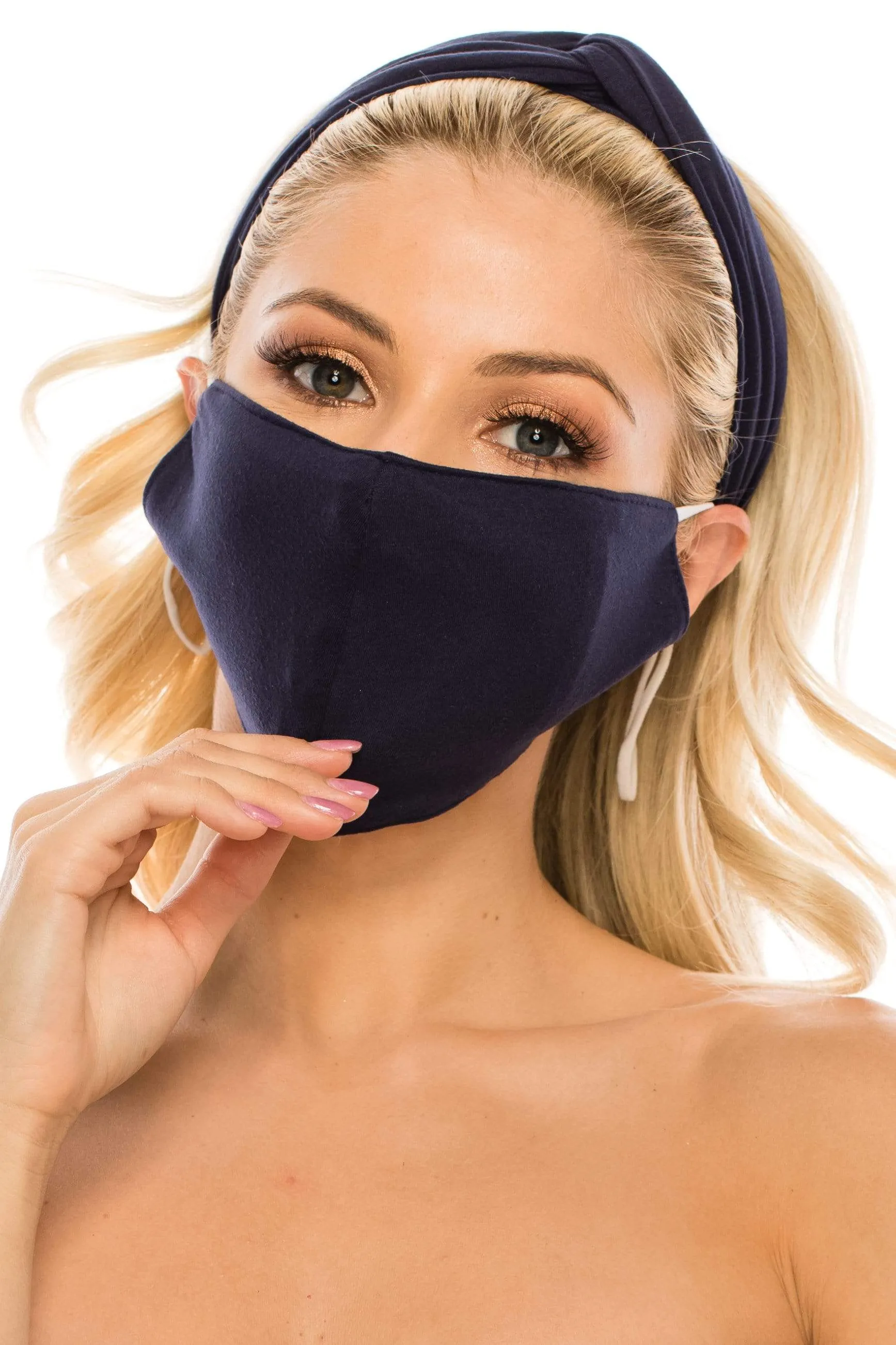 Fashion Fabric Reusable Mask with Adjustable Earloops with Matching Headband and 10 Free Filters