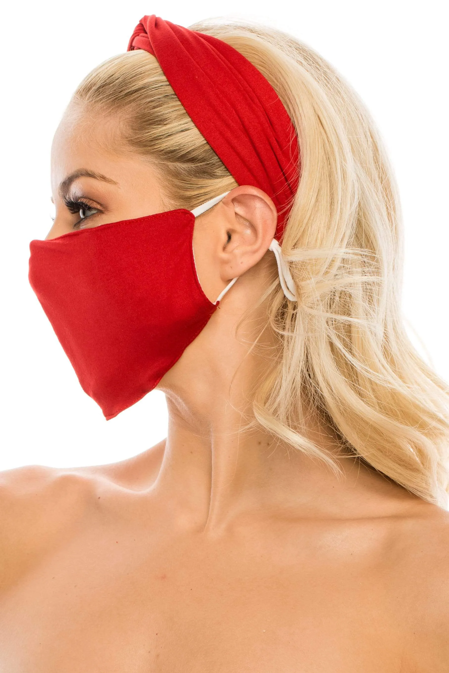 Fashion Fabric Reusable Mask with Adjustable Earloops with Matching Headband and 10 Free Filters