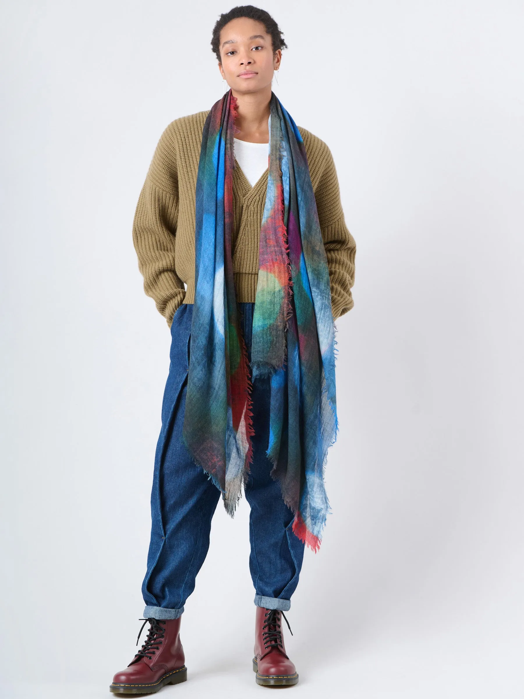 Fine Wool Print Scarf - Soft Bubble