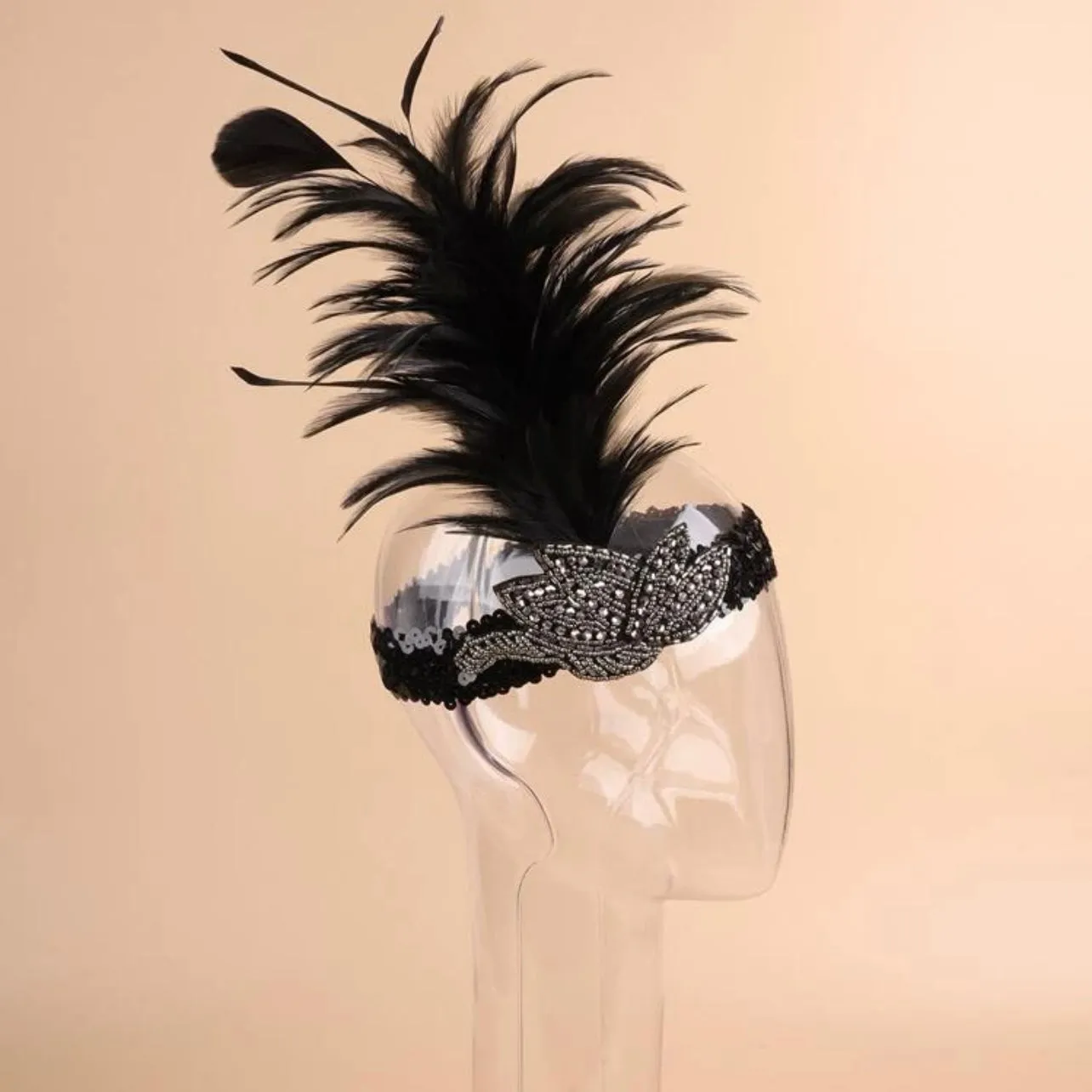 Flapper Headband - Handmade Headpiece, Sequin and Feather Headpiece, Sequin Headband, Feather Headpiece