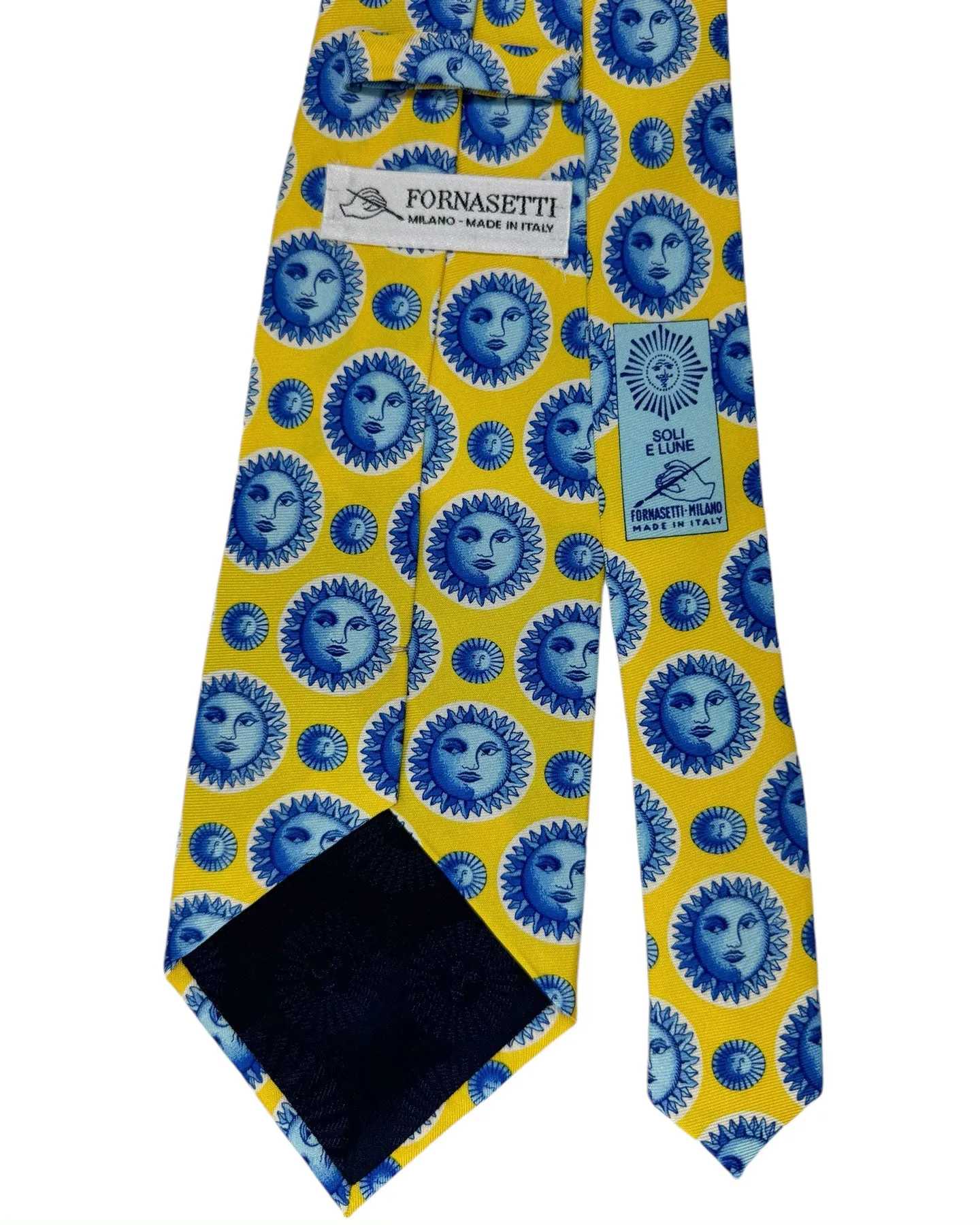 Fornasetti Tie Yellow Blue Soli E Lune Design - Wide Necktie