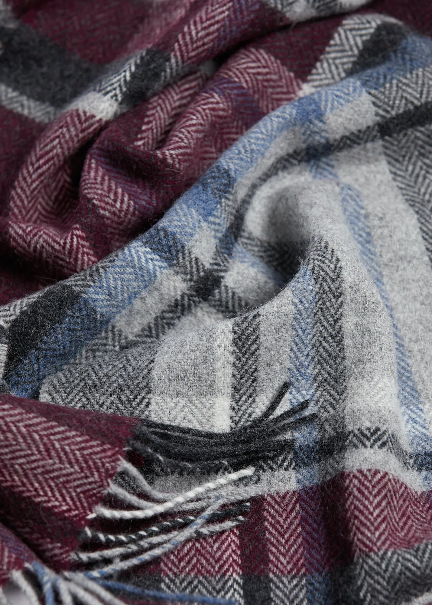 Foxford Maroon and Grey Lambswool Scarf