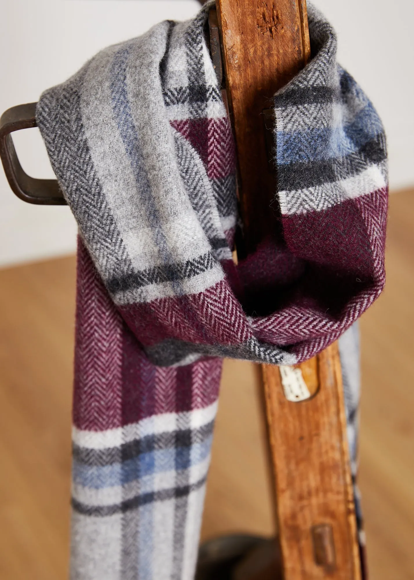 Foxford Maroon and Grey Lambswool Scarf