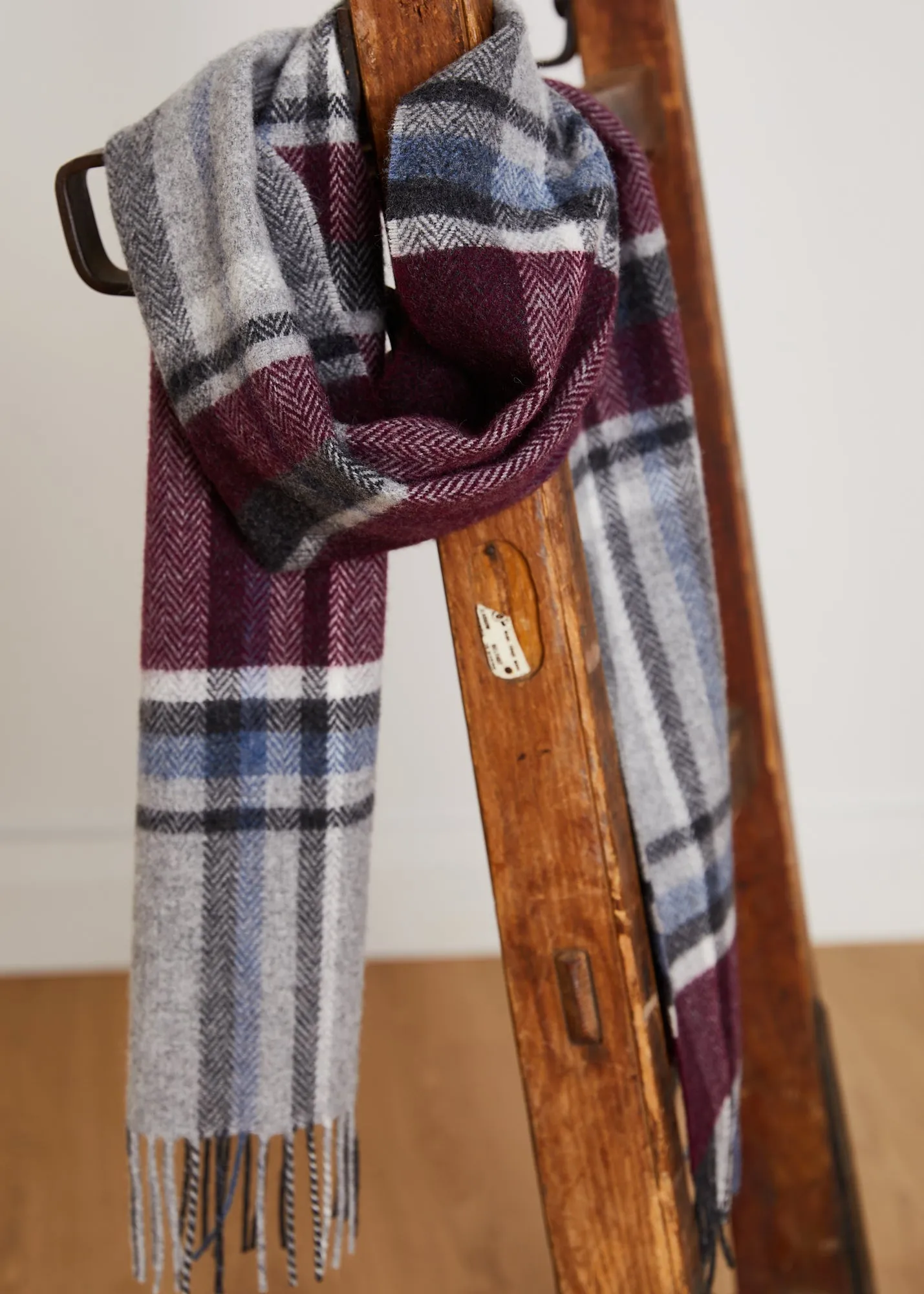 Foxford Maroon and Grey Lambswool Scarf