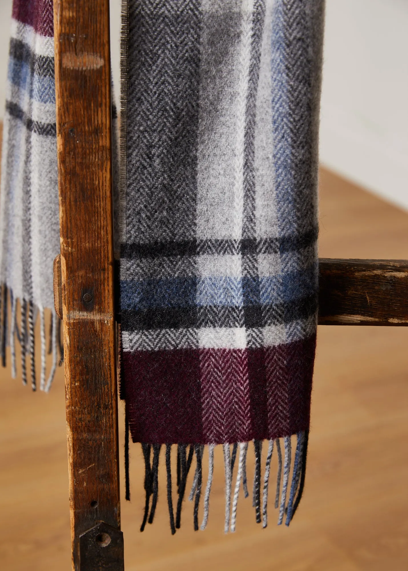 Foxford Maroon and Grey Lambswool Scarf