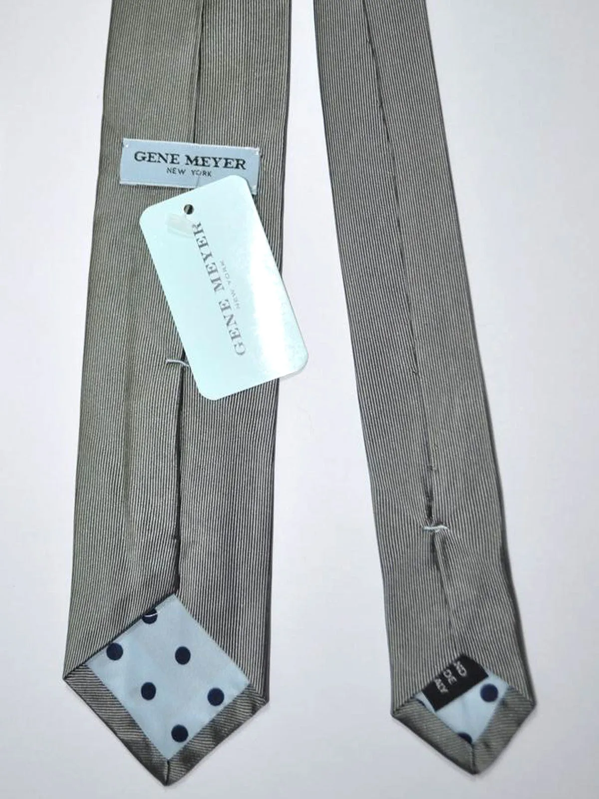 Gene Meyer Silk Tie Gray Dots Squares SALE