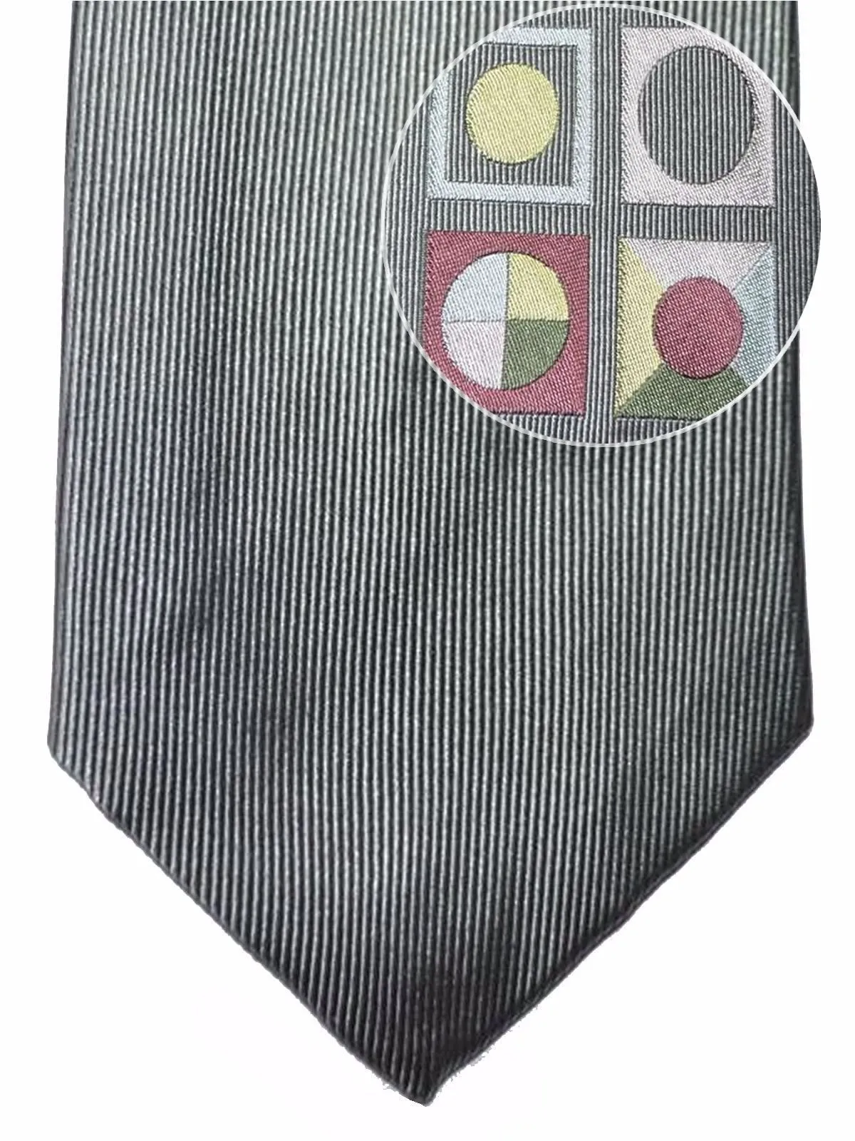 Gene Meyer Silk Tie Gray Dots Squares SALE