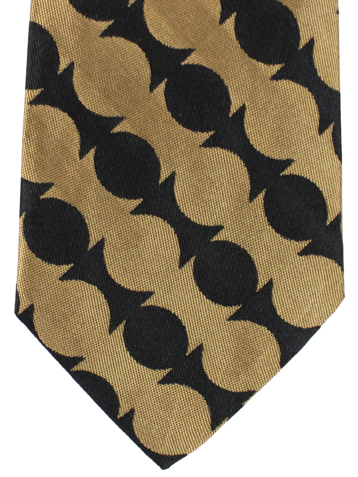 Gene Meyer Tie Black Brown Geometric Design - Hand Made in Italy