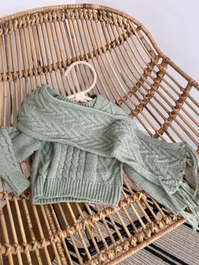 Girls Jumper with Scarf in Sage