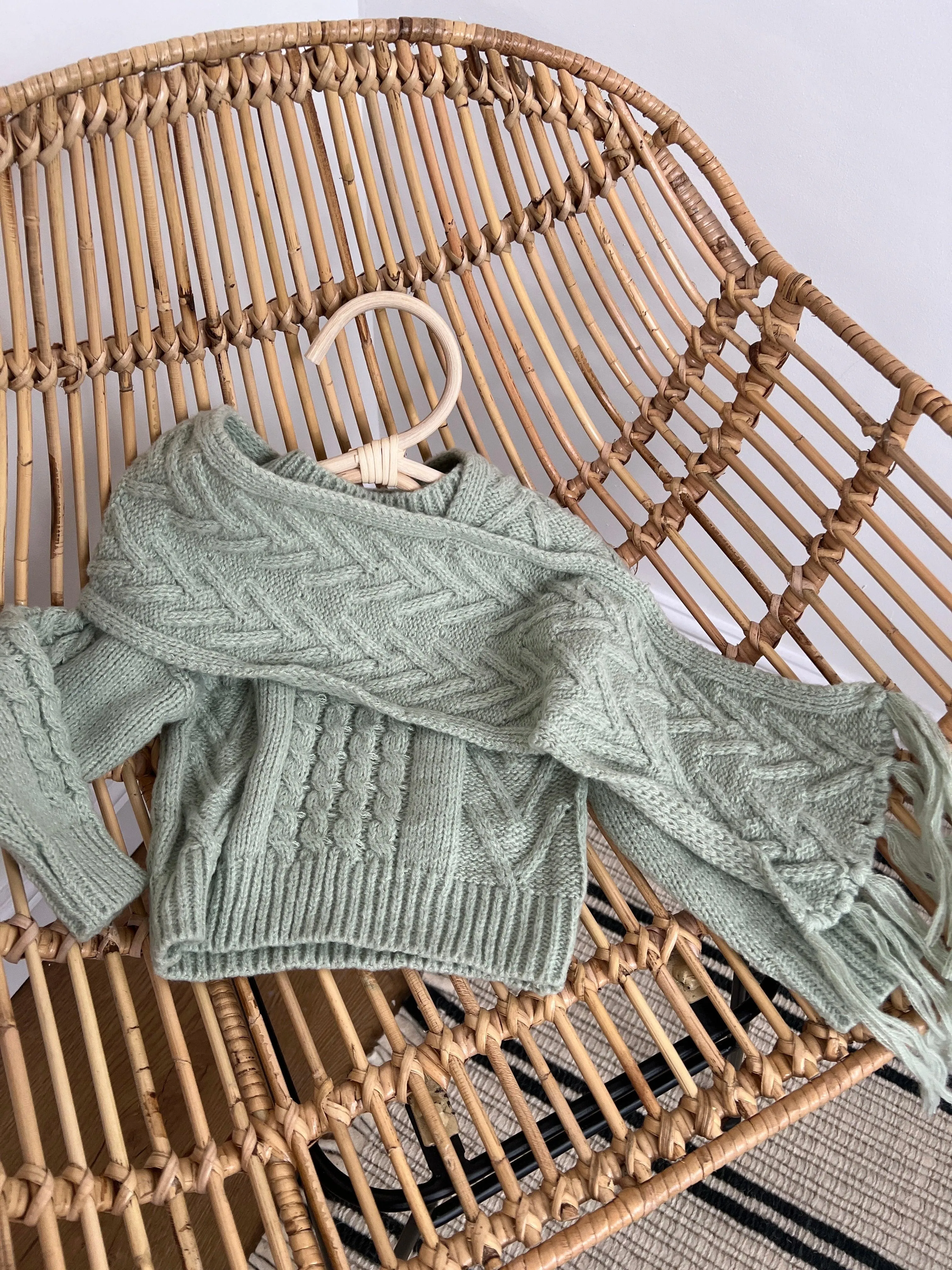 Girls Jumper with Scarf in Sage