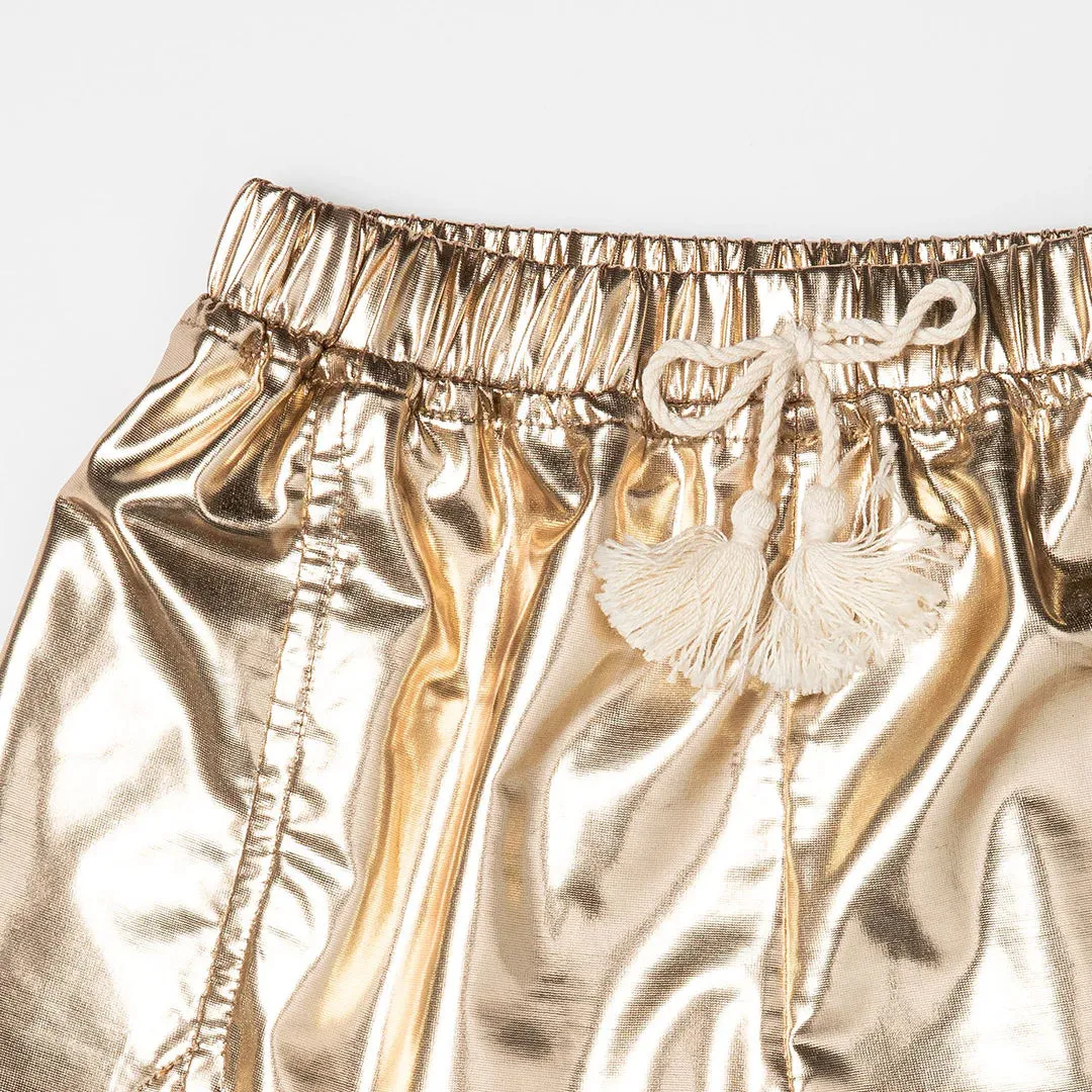 Girls Millie Metallic Short - Gold