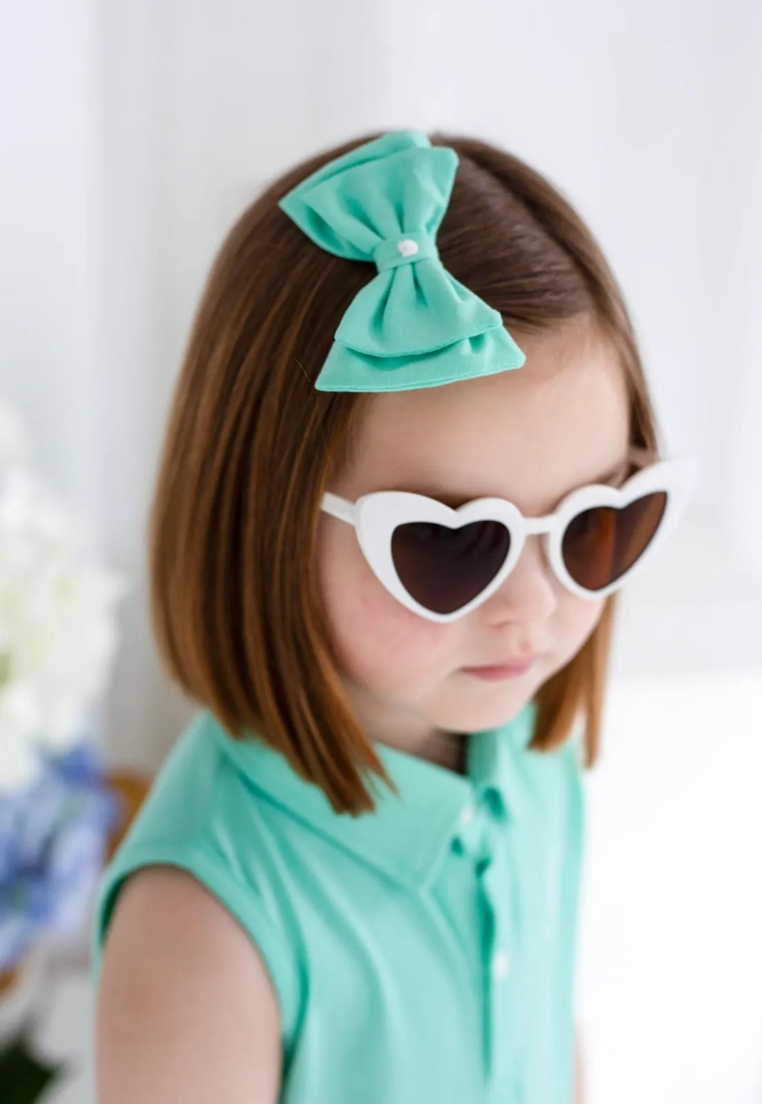 Girls Small Mint Hairbow