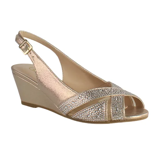 Glamour Peep Toe Wedges - Minsk - Gold