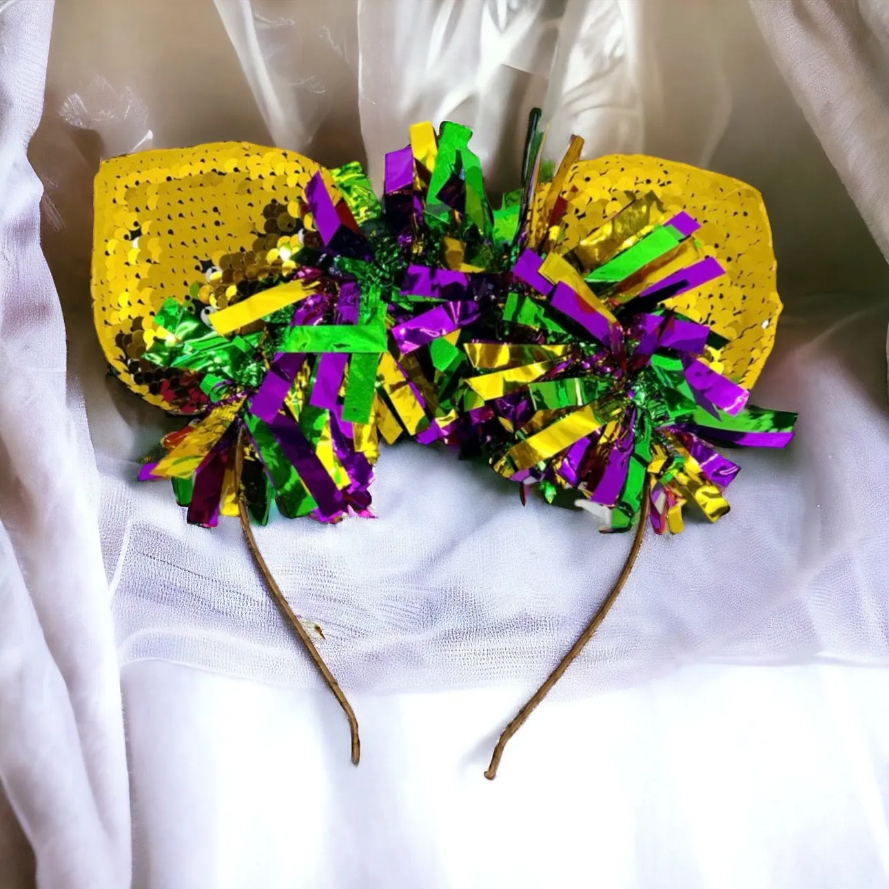 Gold Sequined Mardi Gras Headband - Perfect for Carnival Season!