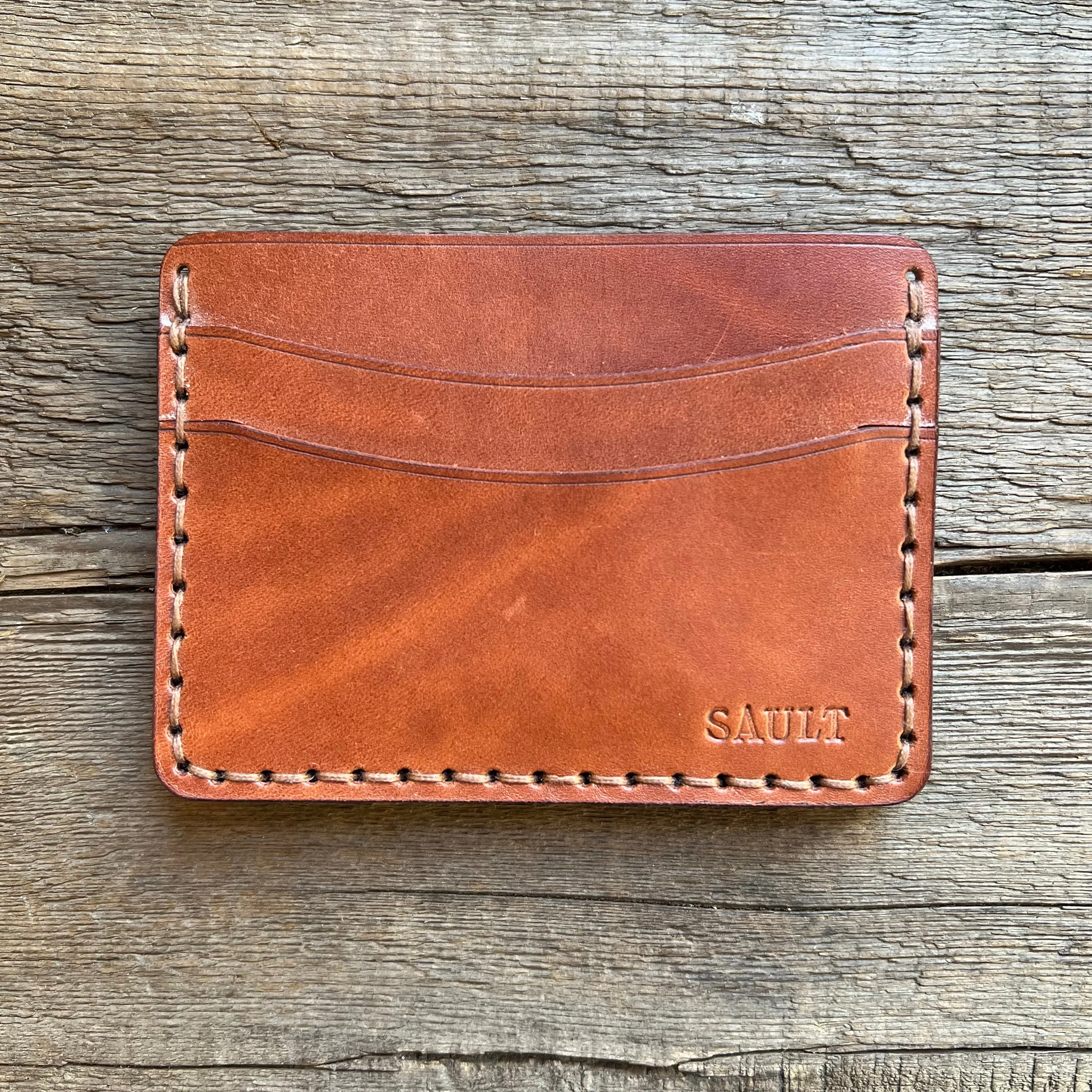 Hand Stitched Wallet, Medium Brown