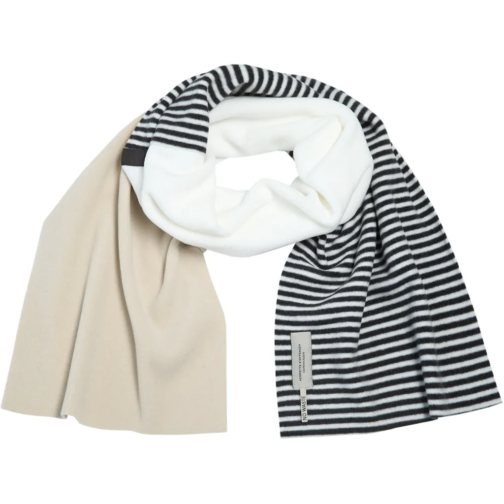 Henriettes Steffensen Long Scarf in Black & White Stripe, Off White and Kit