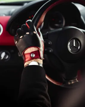 HERITAGE - Leather Driving Gloves - Black/Red