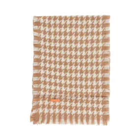 Houndstooth Wool Scarf - Beige