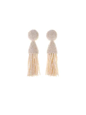 Ivory Classic Short Tassel Earrings