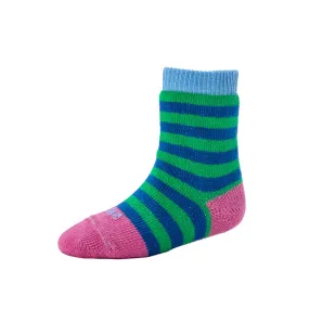 Kids - Striped Organic Cotton Crew Socks - Kelly Green