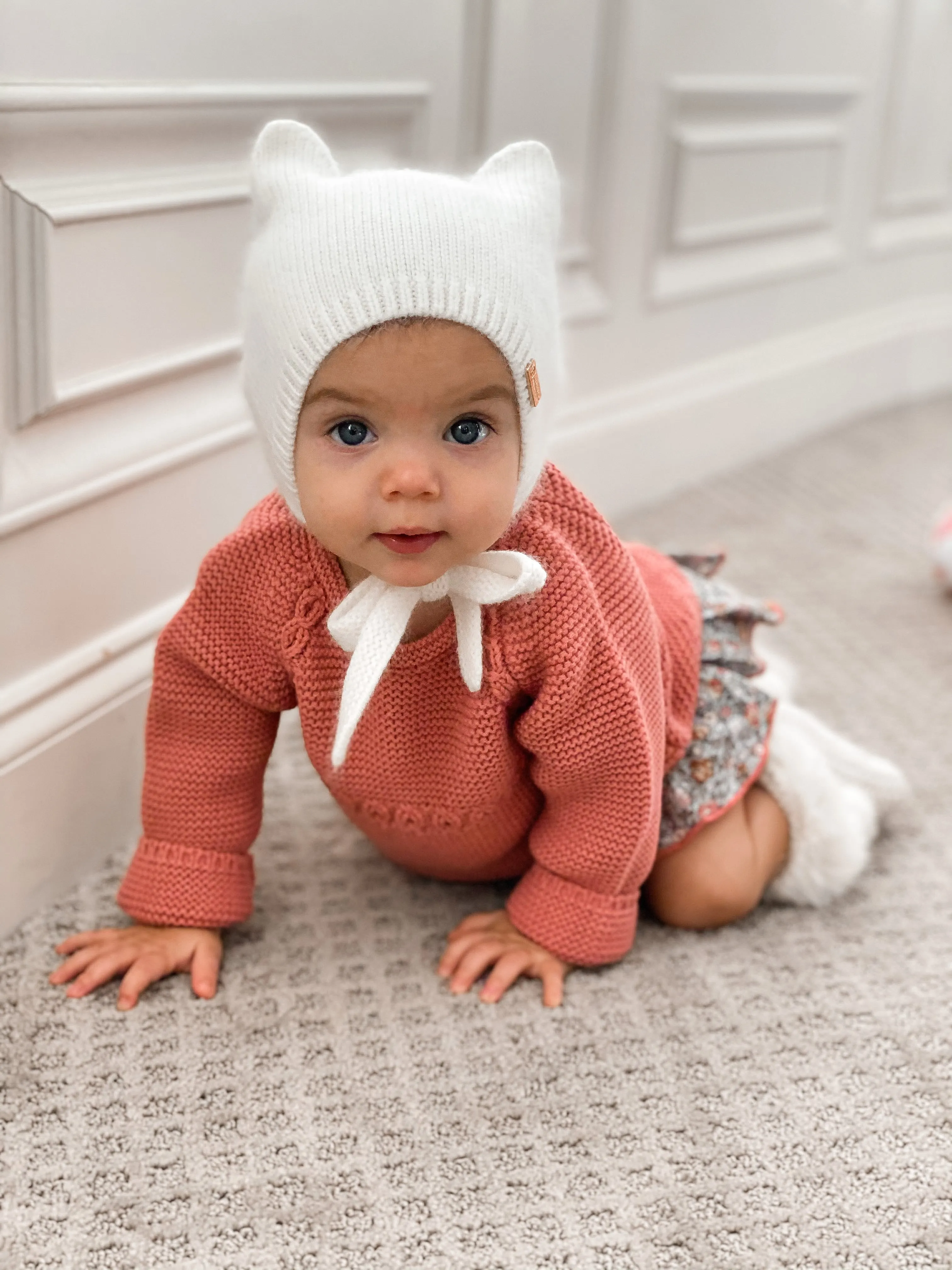 Kitten angora bonnet / Pink