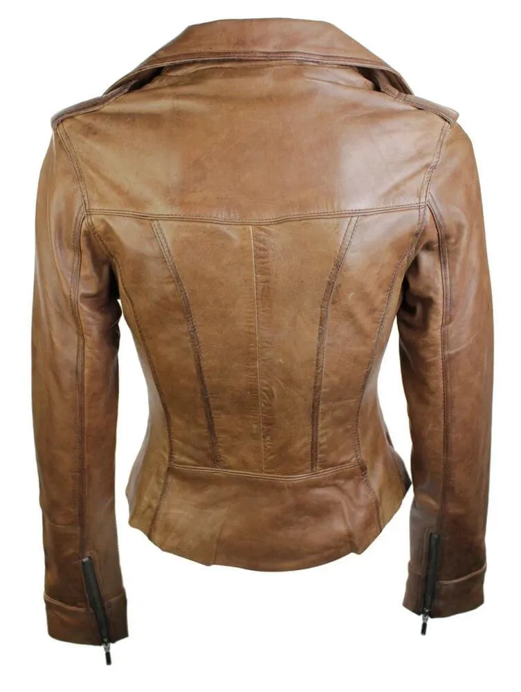 Ladies Women Real Leather Biker Rock Purple Red Slim Fit Jacket