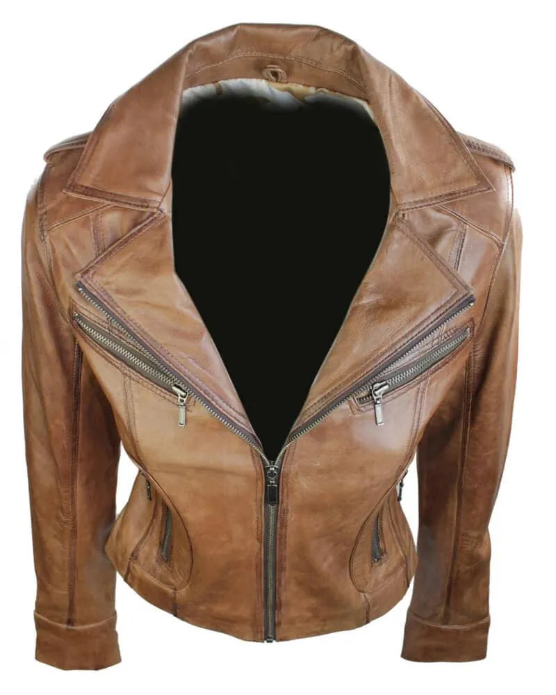 Ladies Women Real Leather Biker Rock Purple Red Slim Fit Jacket