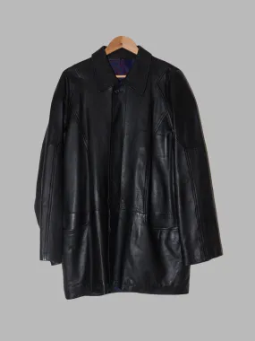 Lanvin Studio 1980s padded black paneled leather jacket - size 50