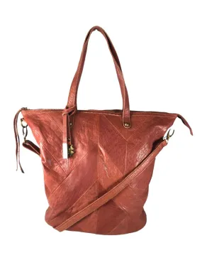 Leather zip top handbag