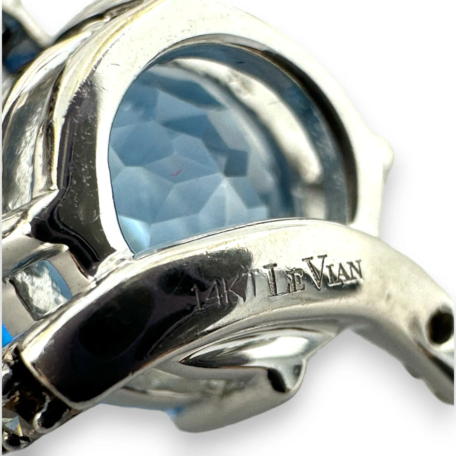 LeVian Solid 14kt White Gold Chocolatier Pendant with Blue Topaz and Cognac Chocolate Diamonds on 18" Chain