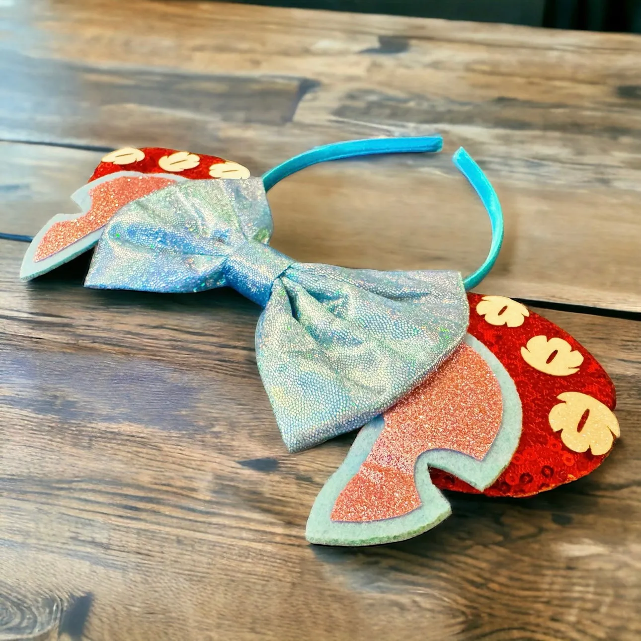 Lilo and Stitch Inspired Sequin Disney Mouse Ears with Glitter Bow - NEW